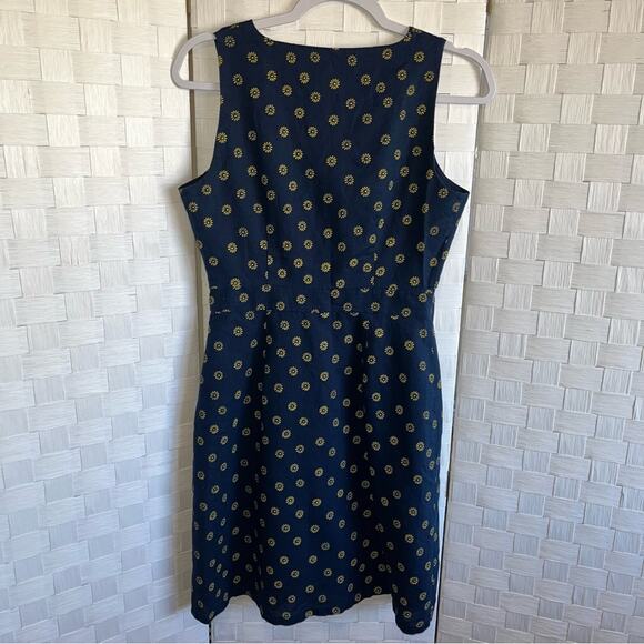 J. Crew Blue Button Up Linen Sunflower Dress Women’s Size 2 - Picture 5 of 12